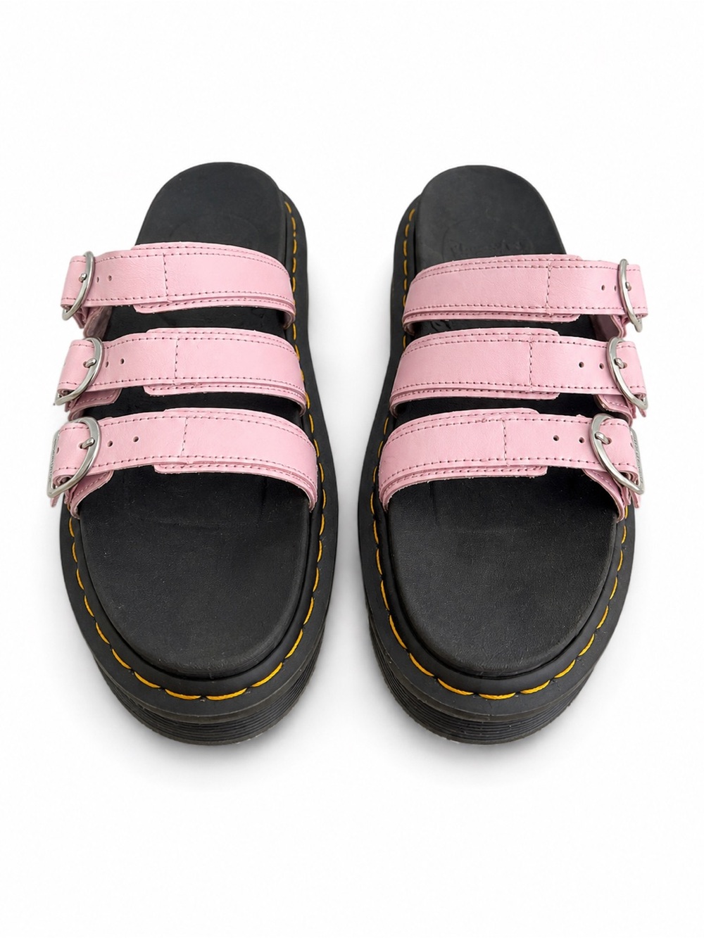 Dr. Martens Pink Triple-Buckle Platform Sandals